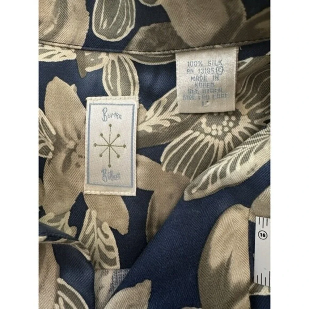 Bumka Bibas 100% Silk Button‎ Up Hawaiian Style Shirt L Cocktails